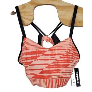 Reebok Core 10 AM Lux Strappy Sports Bra Black Orange Women's Size 2XL Brand New